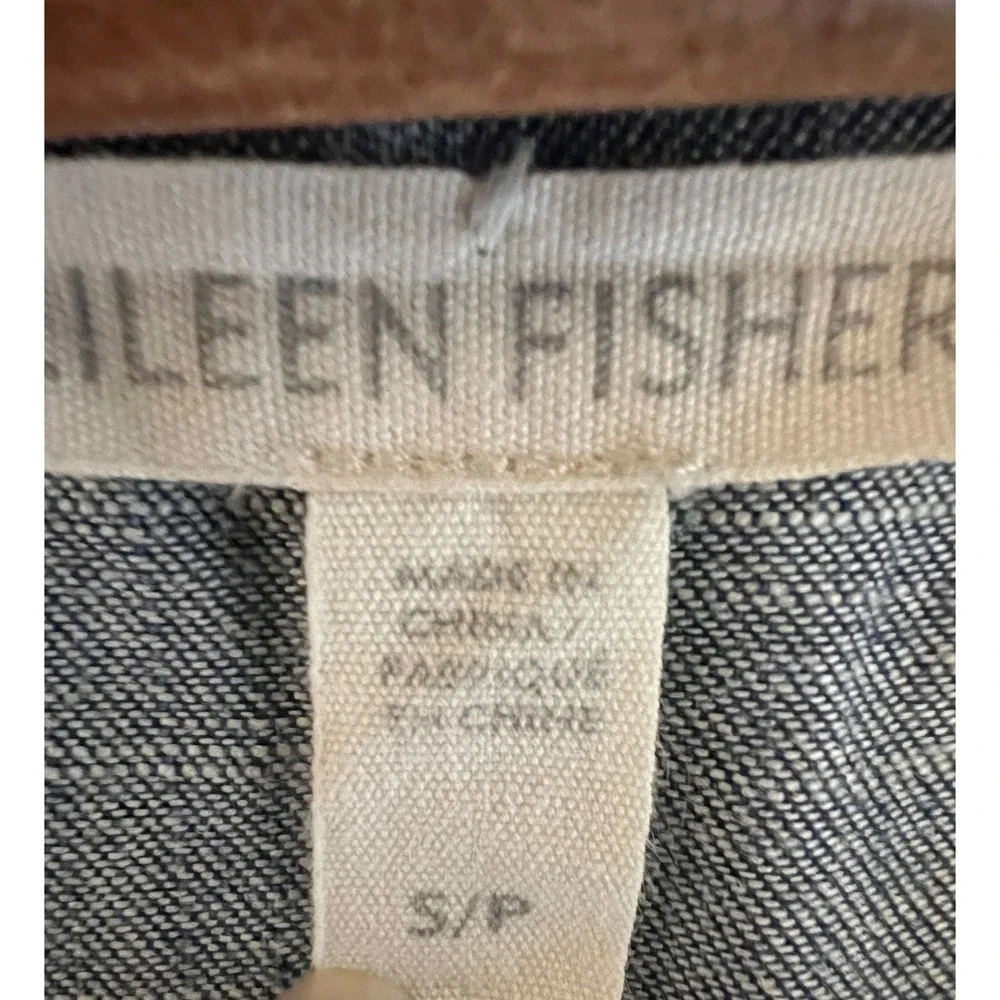 Eileen Fisher Blue Tencel Linen Chambray Square Neck Henley Shift Dress S - Picture 2 of 10